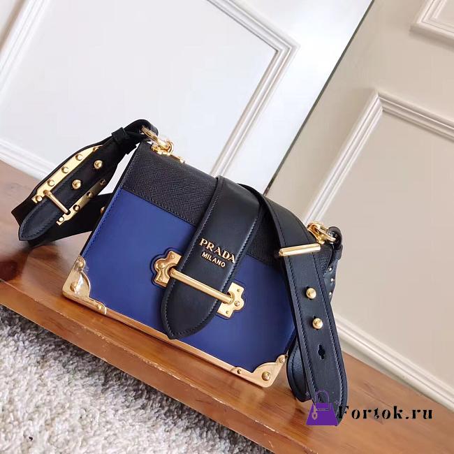Fortok Prada Cahier Shoulder Bag Blue 9✕14X9cm - 1