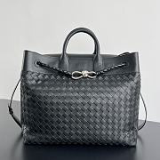 Fortok Bottega Veneta Large Andiamo Voyager tote bag in black intrecciato leather 43*39*20cm - 1