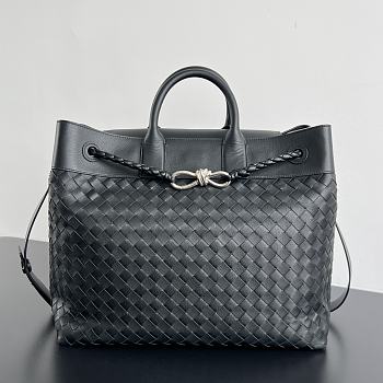 Fortok Bottega Veneta Large Andiamo Voyager tote bag in black intrecciato leather 43*39*20cm