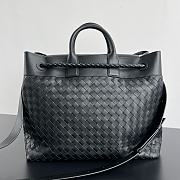 Fortok Bottega Veneta Large Andiamo Voyager tote bag in black intrecciato leather 43*39*20cm - 4