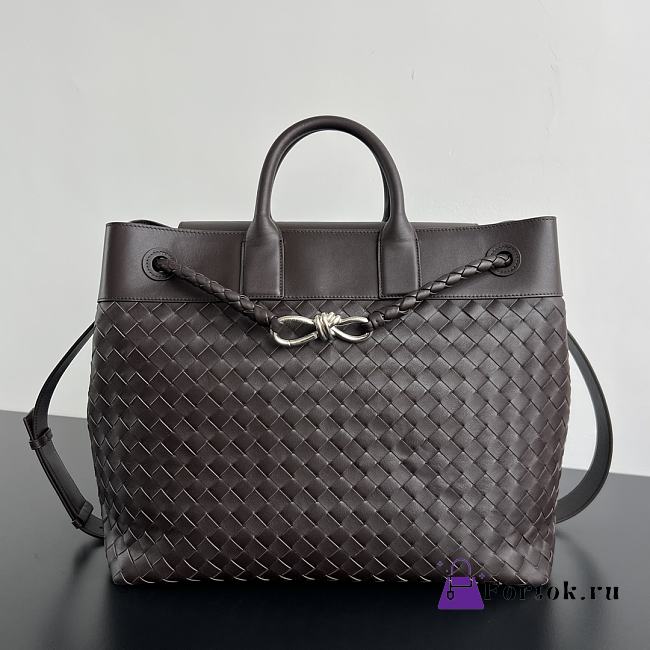 Fortok Bottega Veneta Large Andiamo Voyager tote bag in Brown intrecciato leather 43*39*20cm - 1
