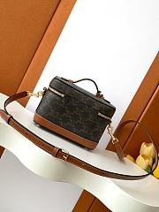 Fortok Celine Mini Vanity Case in Triomphe Canvas and Calfskin Brown 18*12*18cm - 2