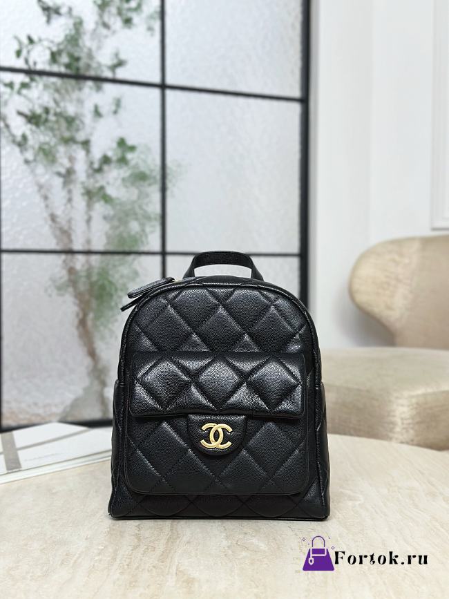 Fortok Chanel CC Turn-lock backpack in Caviar Black leather 22*22.5*8.5cm - 1