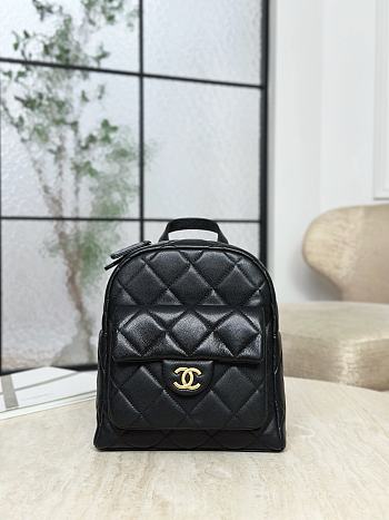 Fortok Chanel CC Turn-lock backpack in Caviar Black leather 22*22.5*8.5cm
