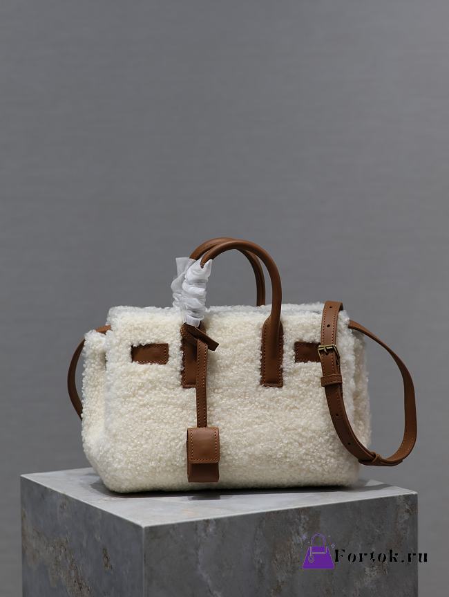 Fortok Saint Laurent Sac de Jour Supple Suede Shearling Tote bag 22x18x11cm - 1