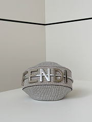 Fortok Fendi Graffiti FF Silver Rhinestone Embellished Shoulder Bag 20/7/13cm - 5