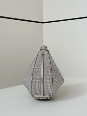 Fortok Fendi Graffiti FF Silver Rhinestone Embellished Shoulder Bag 20/7/13cm - 4