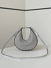 Fortok Fendi Graffiti FF Silver Rhinestone Embellished Shoulder Bag 20/7/13cm - 3