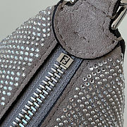 Fortok Fendi Graffiti FF Silver Rhinestone Embellished Shoulder Bag 20/7/13cm - 2