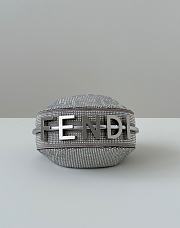Fortok Fendi Graffiti FF Silver Rhinestone Embellished Shoulder Bag 16.5-14-5CM  - 3