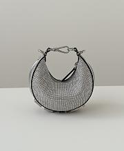 Fortok Fendi Graffiti FF Silver Rhinestone Embellished Shoulder Bag 16.5-14-5CM  - 6