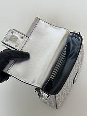 Fortok Fendi Baguette Silver Rhinestone Embellished Shoulder Bag 20x5x13cm - 6