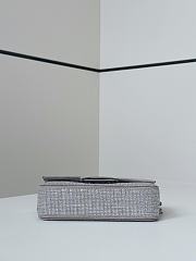 Fortok Fendi Baguette Silver Rhinestone Embellished Shoulder Bag 20x5x13cm - 4