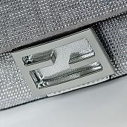 Fortok Fendi Baguette Silver Rhinestone Embellished Shoulder Bag 20x5x13cm - 5