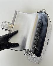 Fortok Fendi Baguette Silver Rhinestone Embellished Shoulder Bag 27x6x15cm - 5