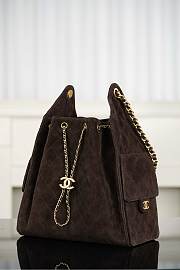 Fortok Chanel 25 small handbag in dark brown suede calfskin 40x30x15cm - 2