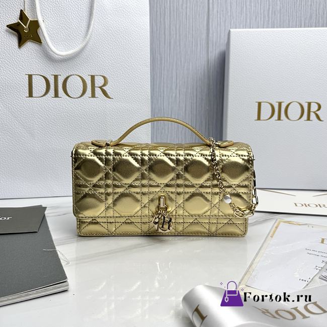 Fortok Dior My Dior Mini Bag Gold Leather 21 x 11.5 x 4.5cm - 1