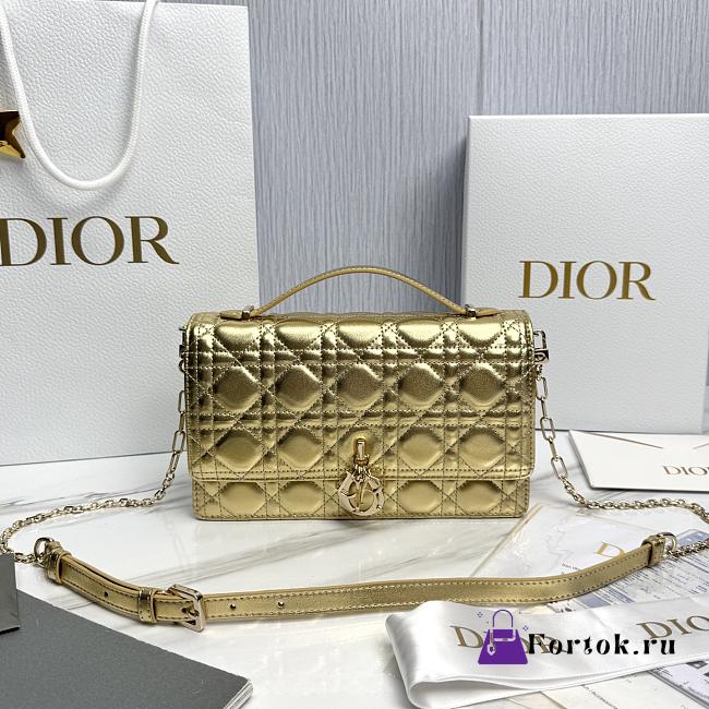 Fortok Dior My Dior Bag Metallic Pale Gold Cannage Calfskin 24 x 14 x 7.5cm - 1