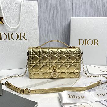 Fortok Dior My Dior Bag Metallic Pale Gold Cannage Calfskin 24 x 14 x 7.5cm