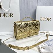 Fortok Dior My Dior Bag Metallic Pale Gold Cannage Calfskin 24 x 14 x 7.5cm - 2