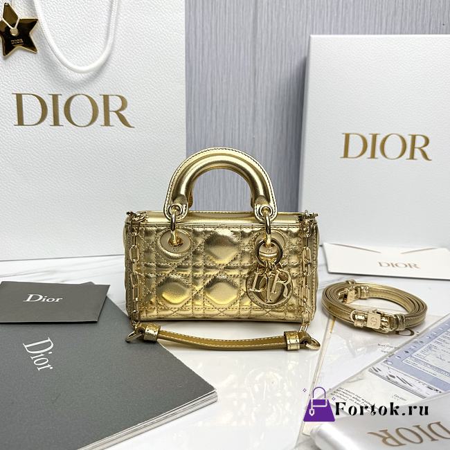 Fortok Dior Lady D-Joy Micro Gold Leather 16 x9 X5 cm - 1