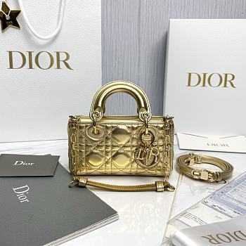 Fortok Dior Lady D-Joy Micro Gold Leather 16 x9 X5 cm