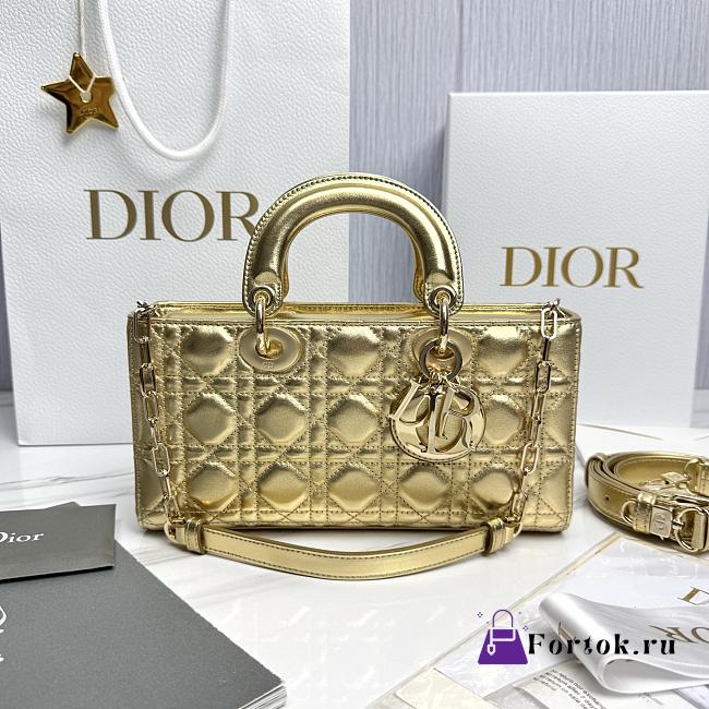Fortok Dior Lady D-Joy Gold Leather 26 x 13.5 x 5.5cm - 1