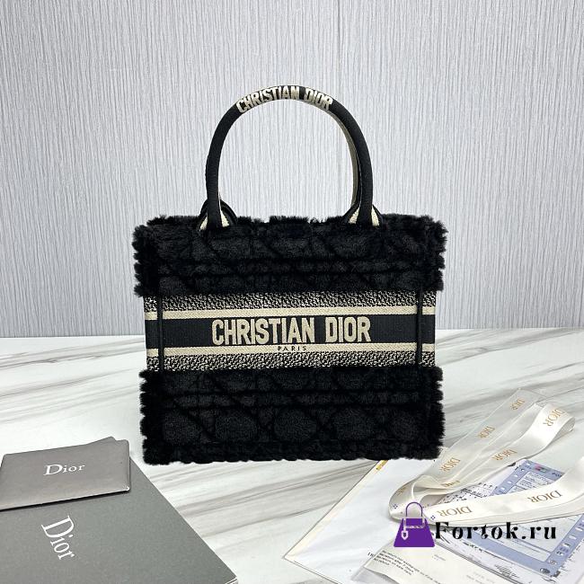 Fortok Dior Book Tote bag Fur Black 26.5 X21 x14cm - 1