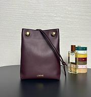 Fortok Loewe Pebble Soft Leather Pouch burgundy 21.5*17*7cm  - 1