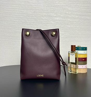 Fortok Loewe Pebble Soft Leather Pouch burgundy 21.5*17*7cm 