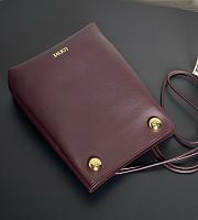 Fortok Loewe Pebble Soft Leather Pouch burgundy 21.5*17*7cm  - 3
