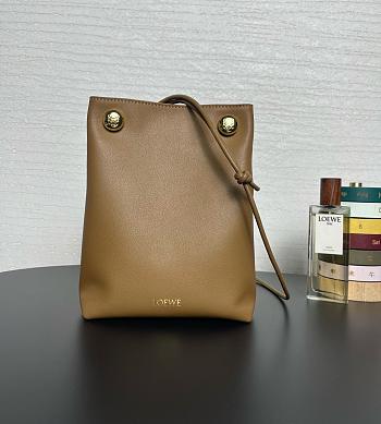 Fortok Loewe Pebble Soft Leather Pouch Brown 21.5*17*7cm 