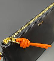 Fortok Loewe T-Knot leather pouch in black and bright orange 22.5*5.5*15.5cm - 3