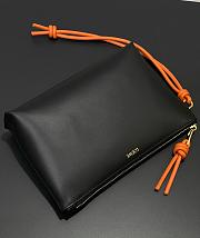 Fortok Loewe T-Knot leather pouch in black and bright orange 22.5*5.5*15.5cm - 2