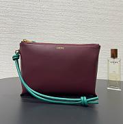 Fortok Loewe T-Knot leather pouch in Burgundy and Teal 22.5*5.5*15.5cm - 1