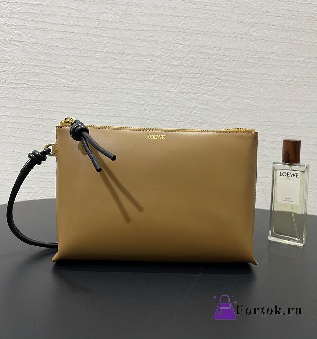Fortok Loewe T-Knot leather pouch Brown and Black 22.5*5.5*15.5cm - 1