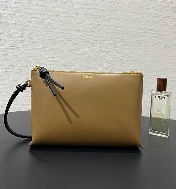 Fortok Loewe T-Knot leather pouch Brown and Black 22.5*5.5*15.5cm