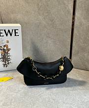 Fortok Loewe Ola Medium leather shoulder bag Black 26*13*18cm - 1