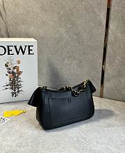 Fortok Loewe Ola Medium leather shoulder bag Black 26*13*18cm - 6