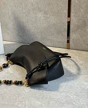 Fortok Loewe Ola Medium leather shoulder bag Black 26*13*18cm - 2