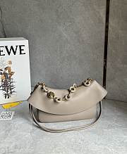 Fortok Loewe Ola Medium leather shoulder bag warm beige and soft gray 26*13*18cm - 1