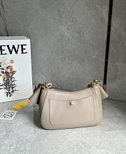 Fortok Loewe Ola Medium leather shoulder bag warm beige and soft gray 26*13*18cm - 4
