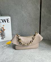 Fortok Loewe Ola Medium leather shoulder bag warm beige and soft gray 26*13*18cm - 3