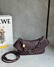 Fortok Loewe Ola Medium leather shoulder bag Burgundy 26*13*18cm - 1