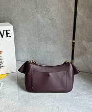 Fortok Loewe Ola Medium leather shoulder bag Burgundy 26*13*18cm - 5
