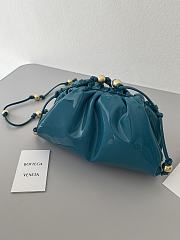 Fortok Bottega Veneta The Mini Pouch Shiny Leather Blue With beaded strap 23*13*5cm - 2