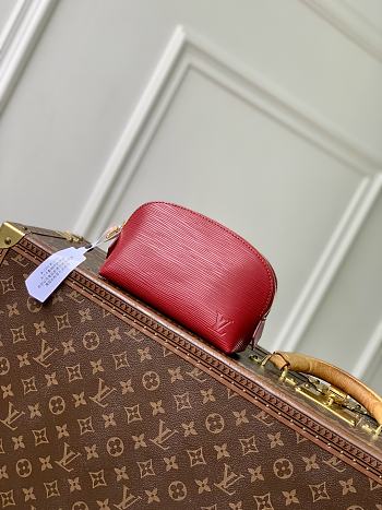 Fortok Louis Vuitton Cosmetic Pouch Rouge Red In Epi leather 12 x 6 x 19cm 