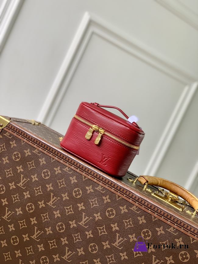 Fortok Louis Vuitton Micro Nice Nano Cosmetic Bag Rouge Red Epi leather 14x8.5x10.2cm - 1