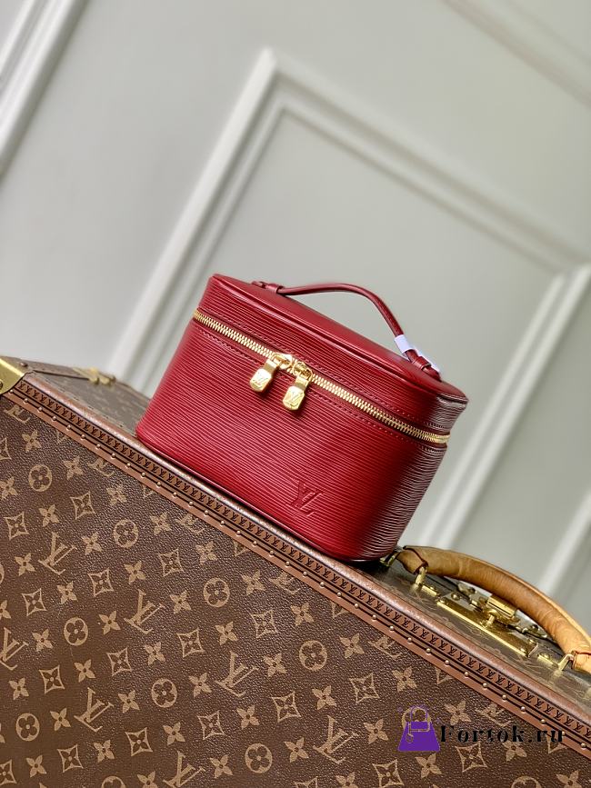 Fortok Louis Vuitton Mini Nice Nano Cosmetic Bag Rouge Red Epi leather 13.5 x 12 x 20cm - 1