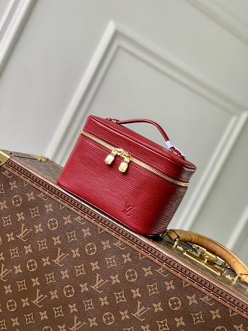 Fortok Louis Vuitton Mini Nice Nano Cosmetic Bag Rouge Red Epi leather 13.5 x 12 x 20cm